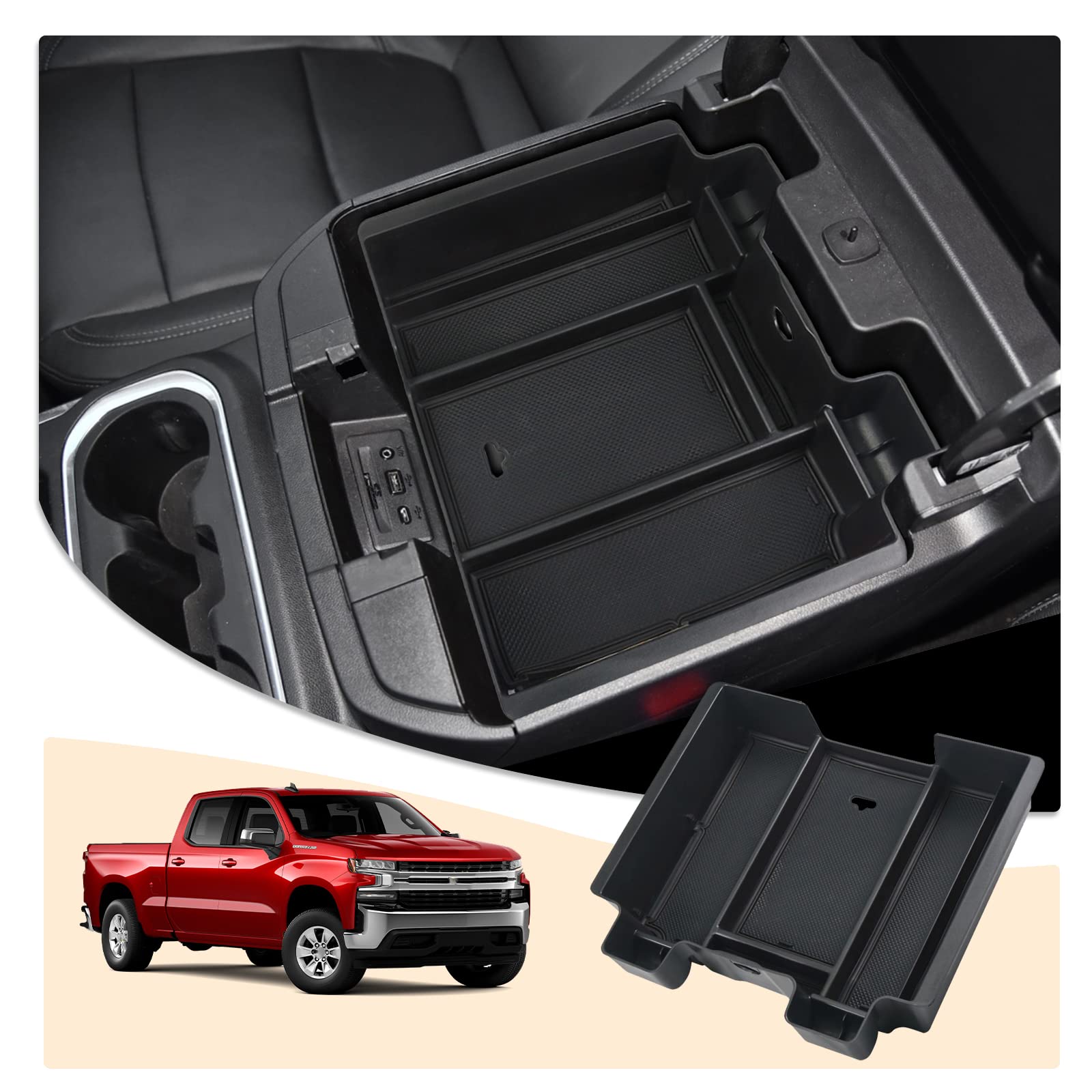 Chevy Silverado Center Console Organizer Tray 2019+ - LFOTPP Car Accessories