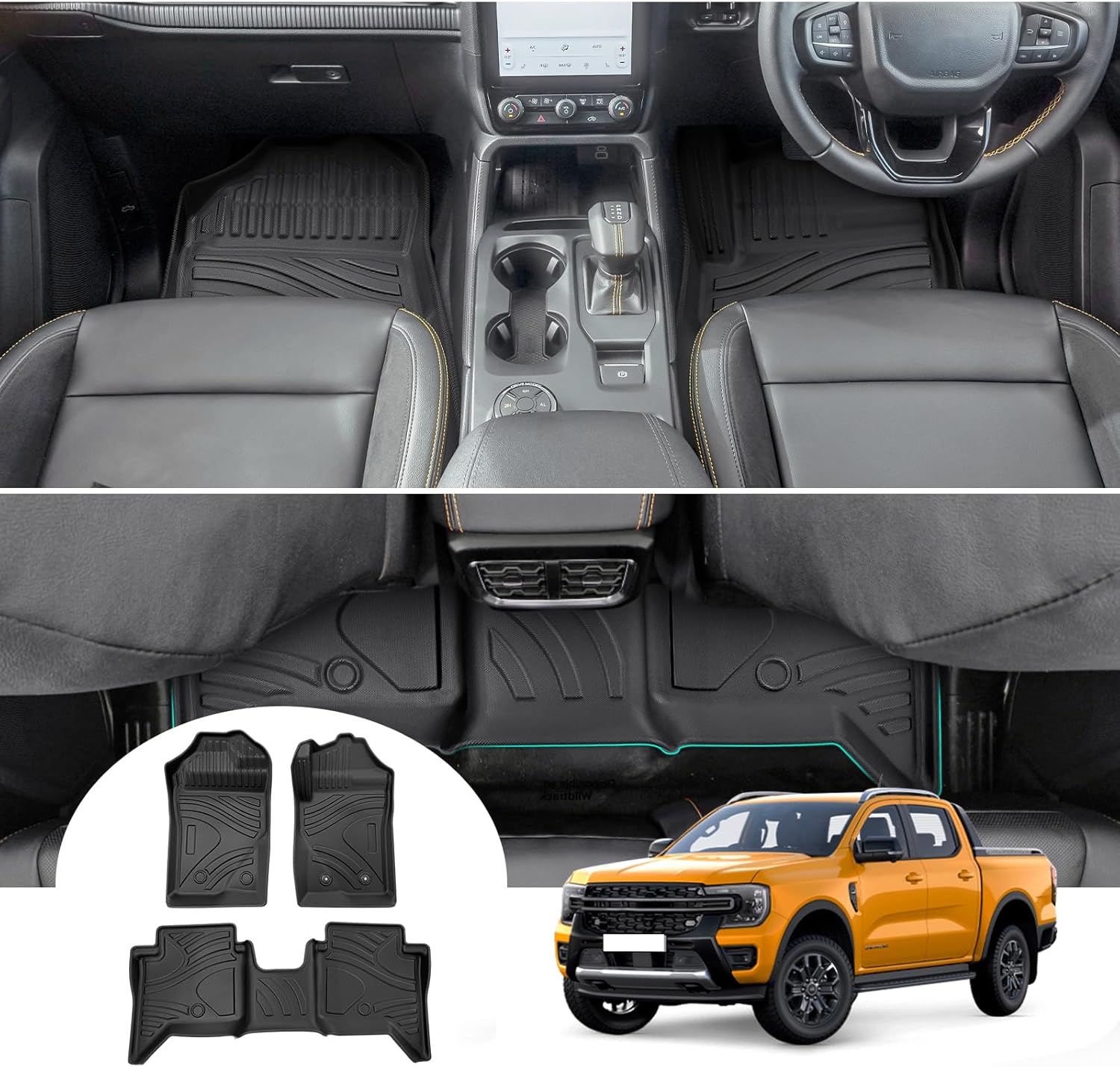 For Ford Ranger T9 Raptor Wildtrak 3D Scanning Floor Mats 2024+