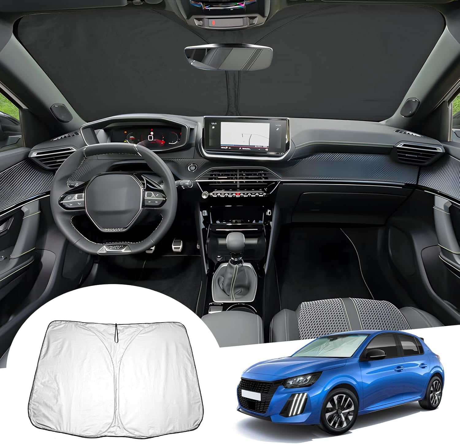 For Peugeot 208 e-208 Foldable Sunshade 2019-2025+