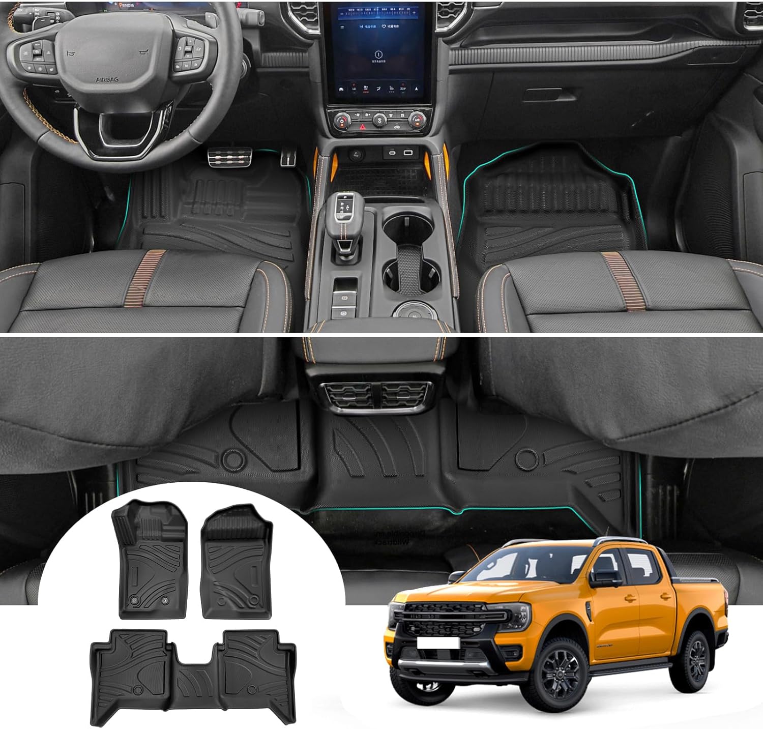 For Ford Ranger T9 Raptor Wildtrak 3D Scanning Floor Mats 2024+