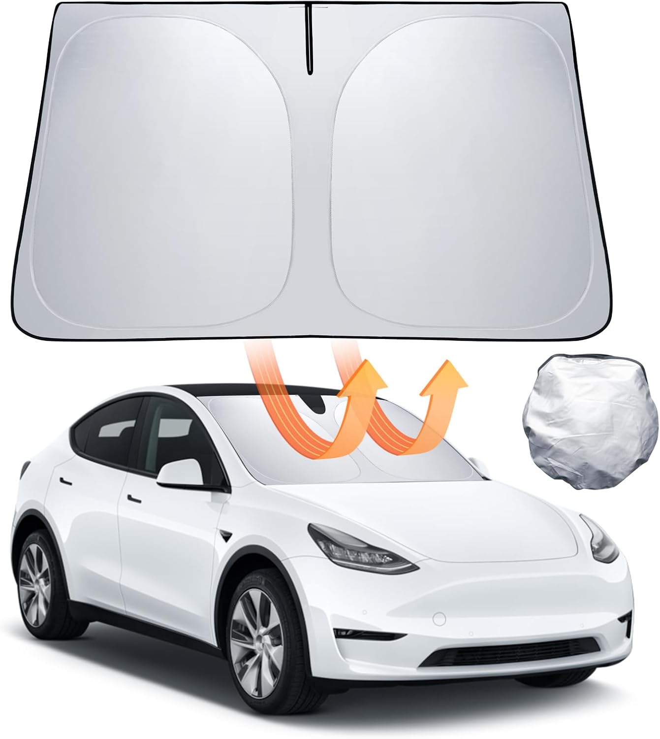 For Tesla Model 3/Y Foldable UV Sun Visor Protection Cover with Storage Bag 2018-2025