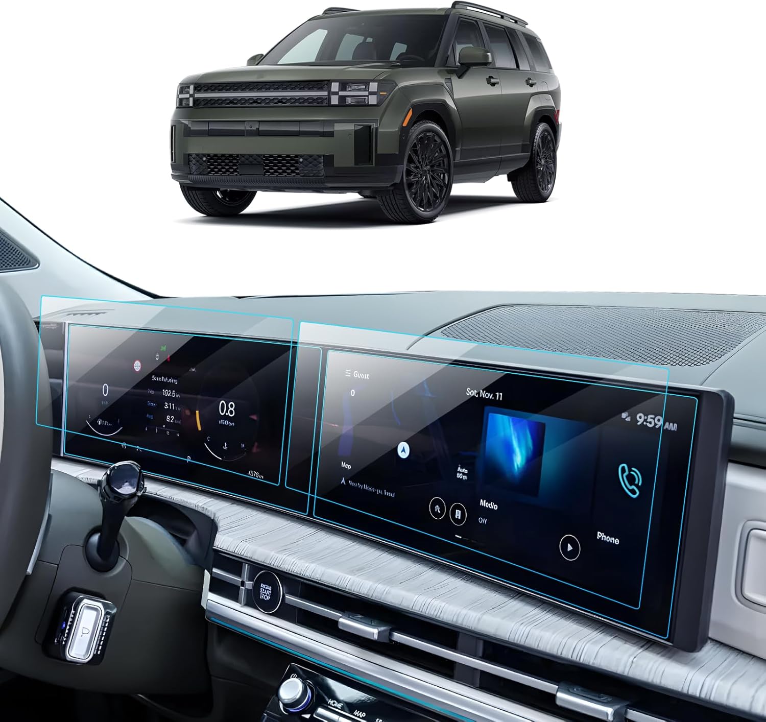 For Hyundai Santa Fe Navigation & Dashboard Nano Screen Protector 2024 2025