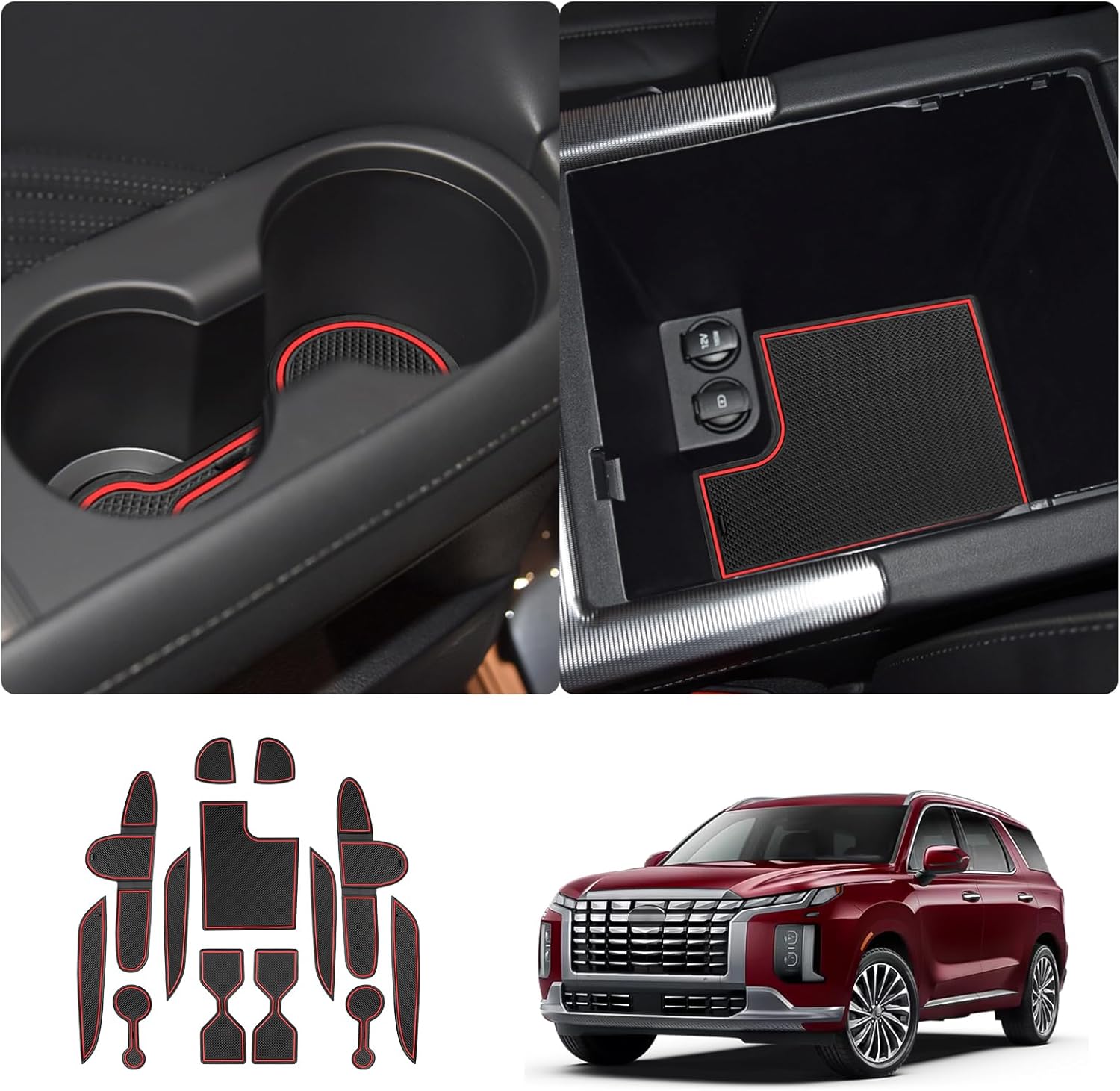 For Hyundai Palisade SE/SEL/XRT/Limited/Calligraphy Center Console Liners Mats 2023 2024 2025