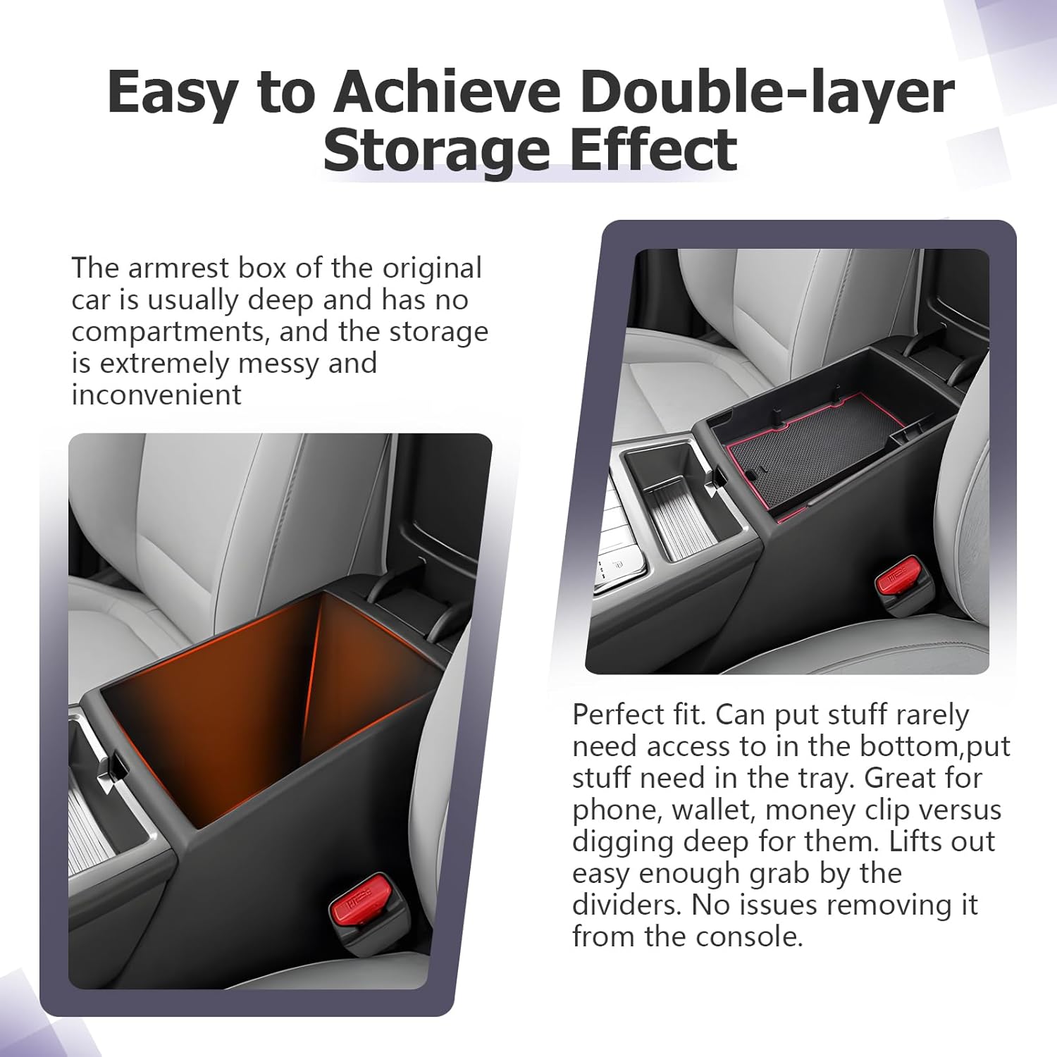 For Hyundai Kona EV SE/SEL/Limited Center Console Armrest Organizer 2019-2023