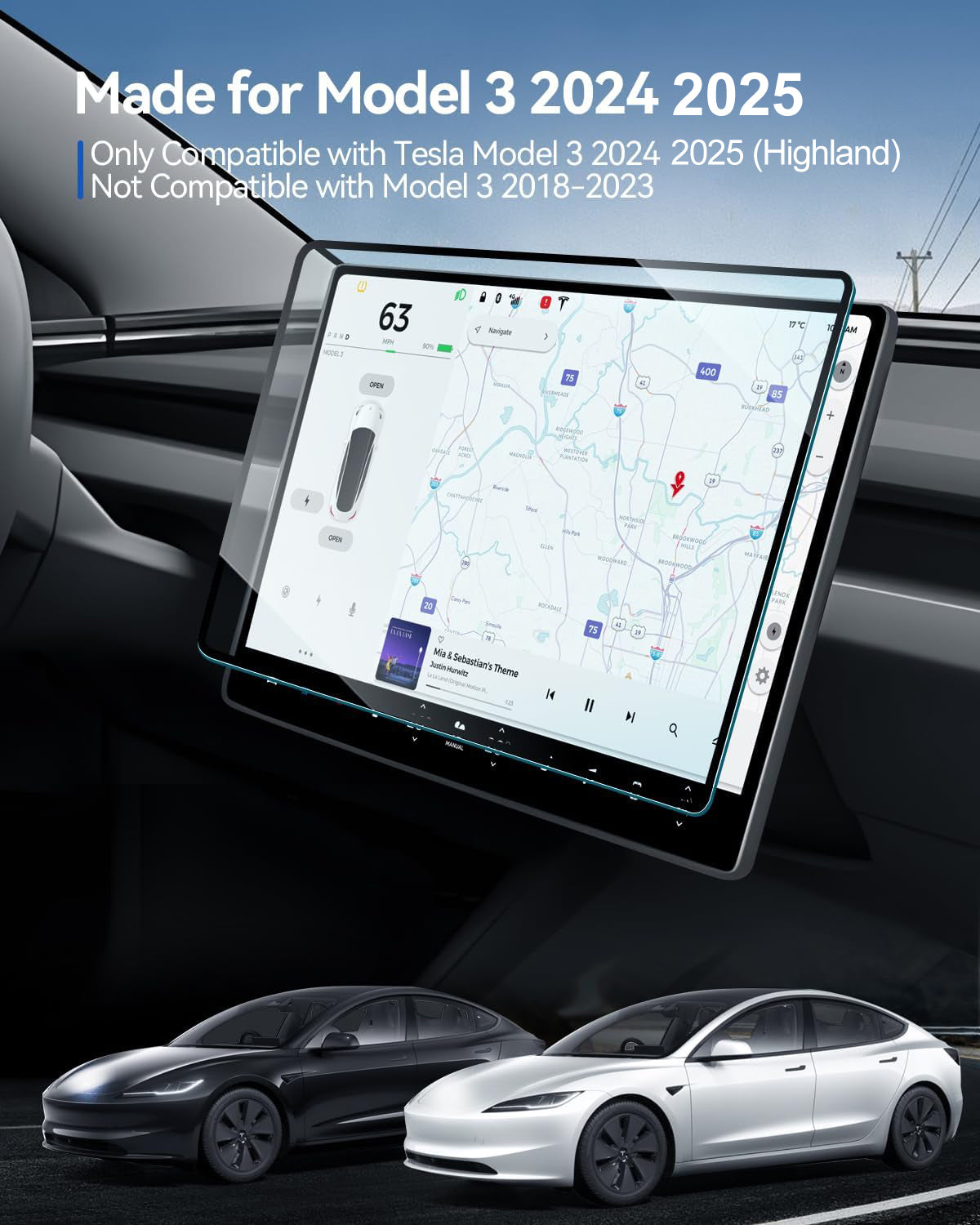 Tesla Model 3 Highland 15.4" Dashboard Screen Protector 2024 2025 2026