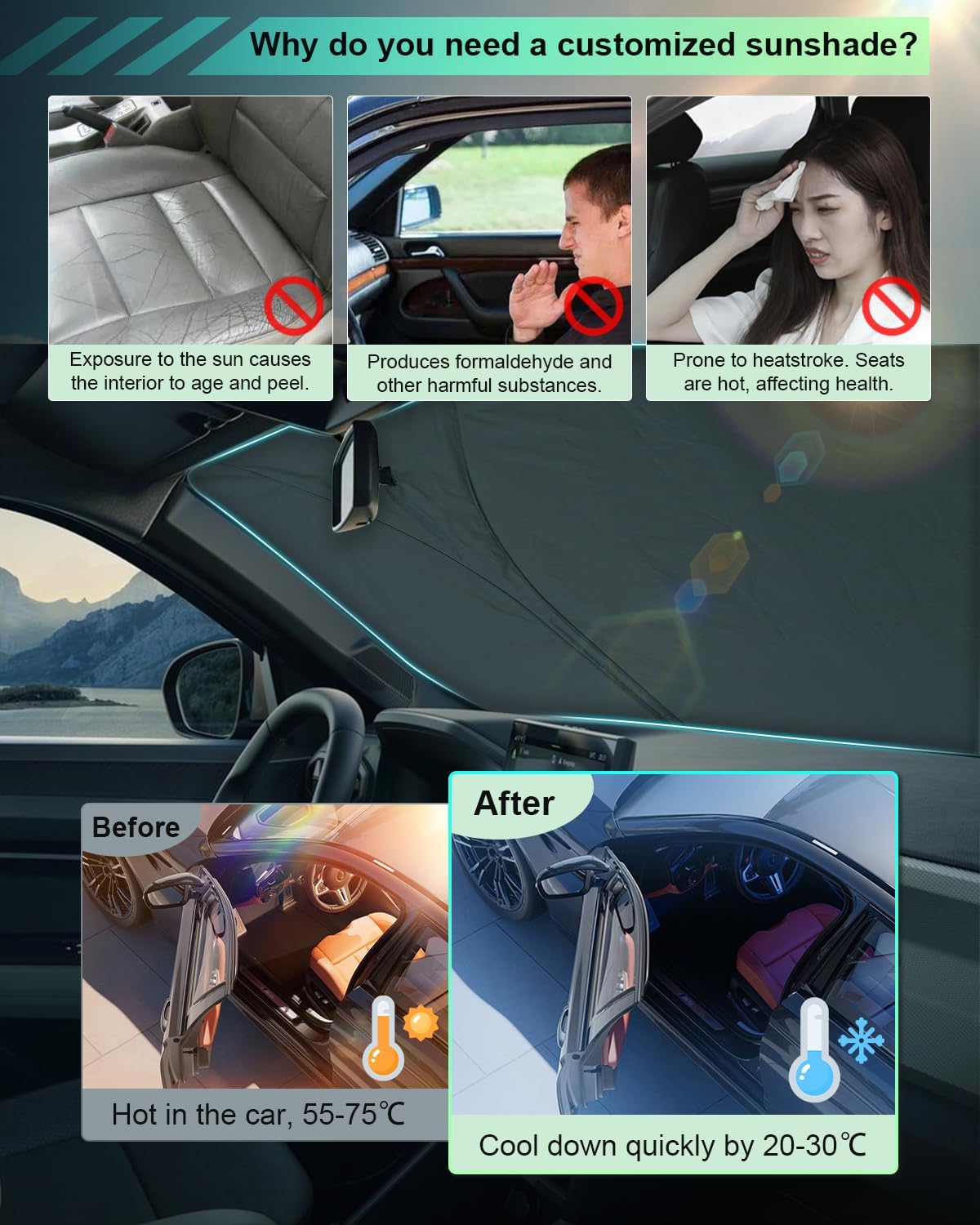 For Dacia Bigster Sun Protection Front Windscreen Sun Visor 2025 2026