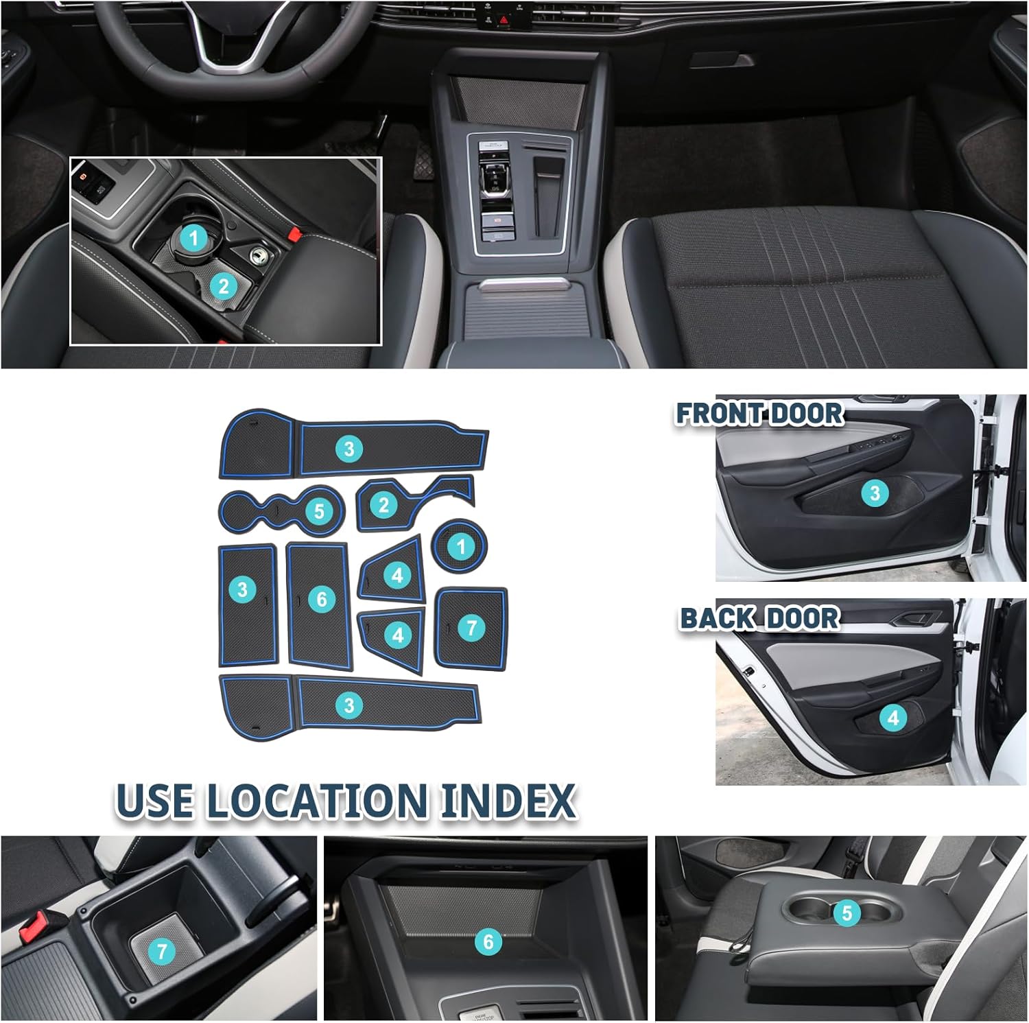 VW Golf 8 MK8 GTI GTE GTD Door Slot Mats 2020+