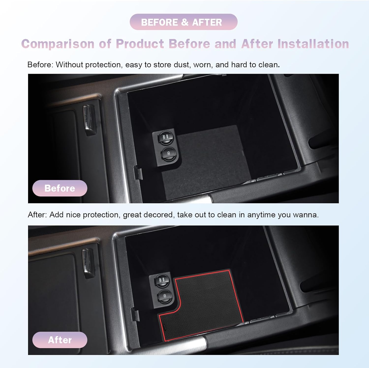 For Hyundai Palisade SE/SEL/XRT/Limited/Calligraphy Center Console Liners Mats 2023 2024 2025