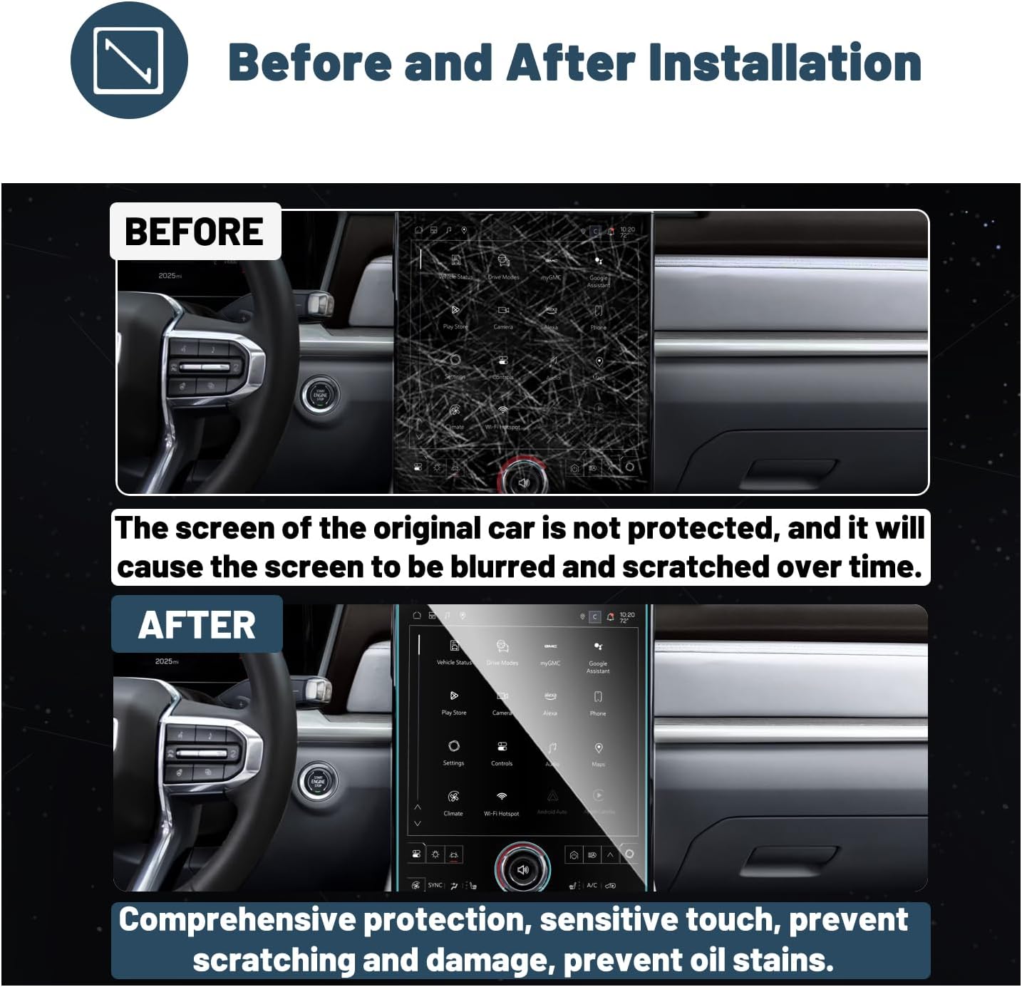 For GMC Terrain (Elevation/AT4/Denali) 15" Nagivation Display Touch Screen Protector 2024+