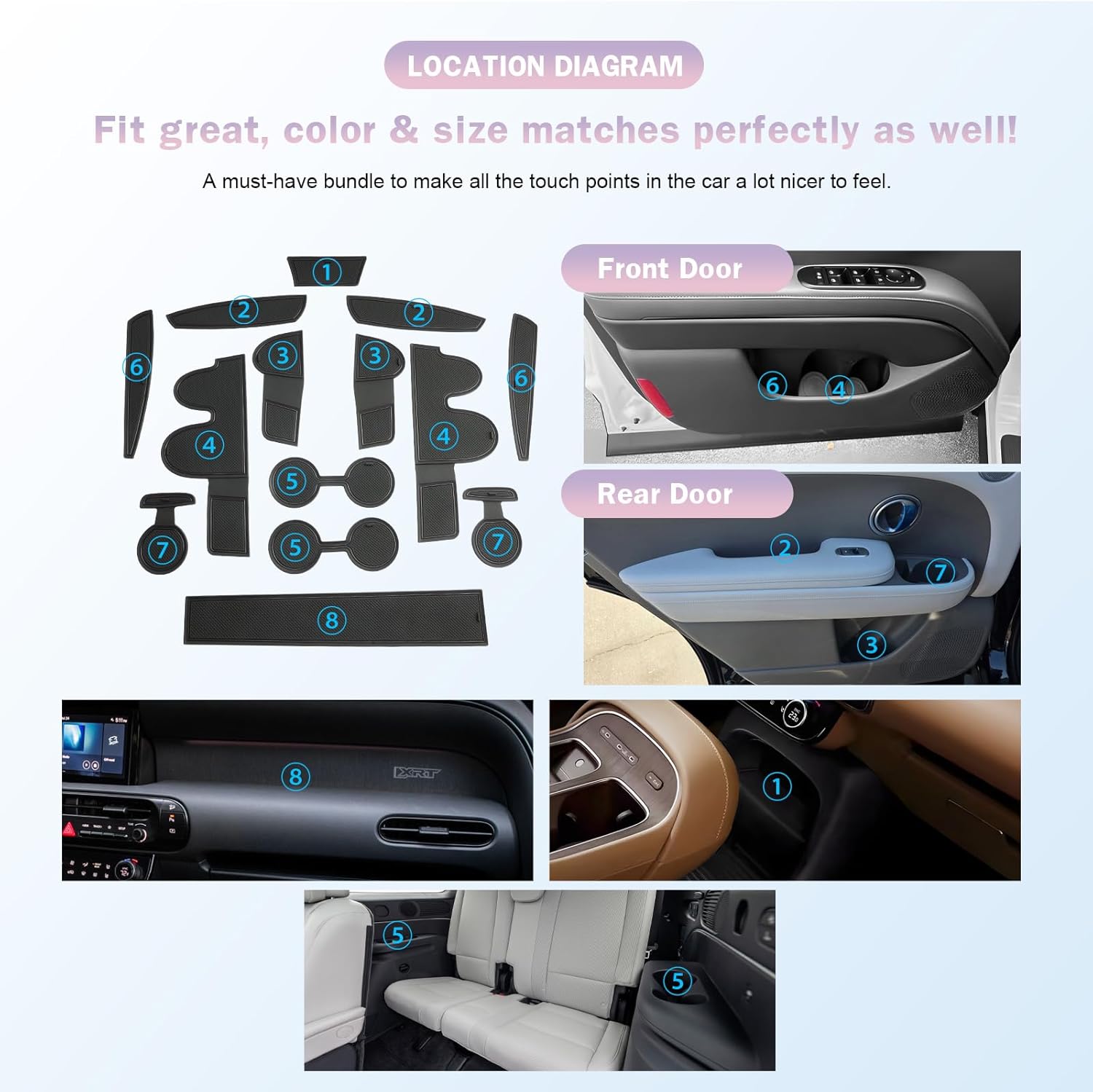 For Hyundai Palisade SE/SEL/XRT/Limited/Calligraphy Center Console Liners Mats 2026+