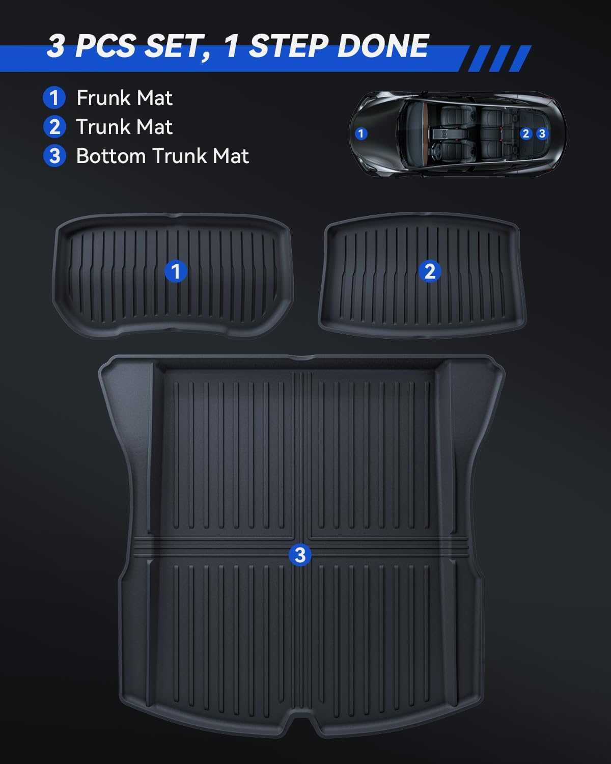 Tesla Model 3 Fußmatten Original 3D-Scanning TPE High Edge 2017+