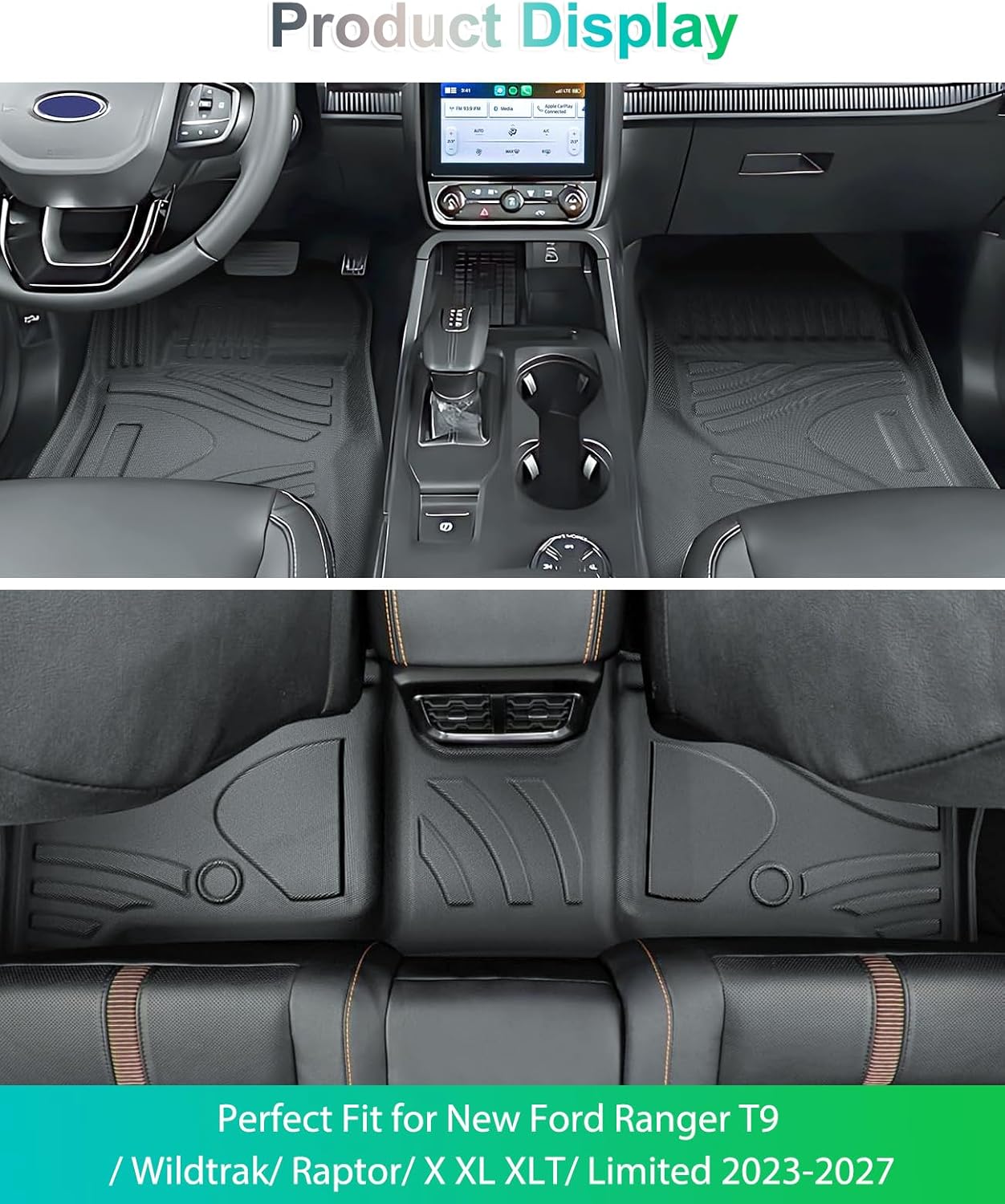 For Ford Ranger T9 Raptor Wildtrak 3D Scanning Floor Mats 2024+