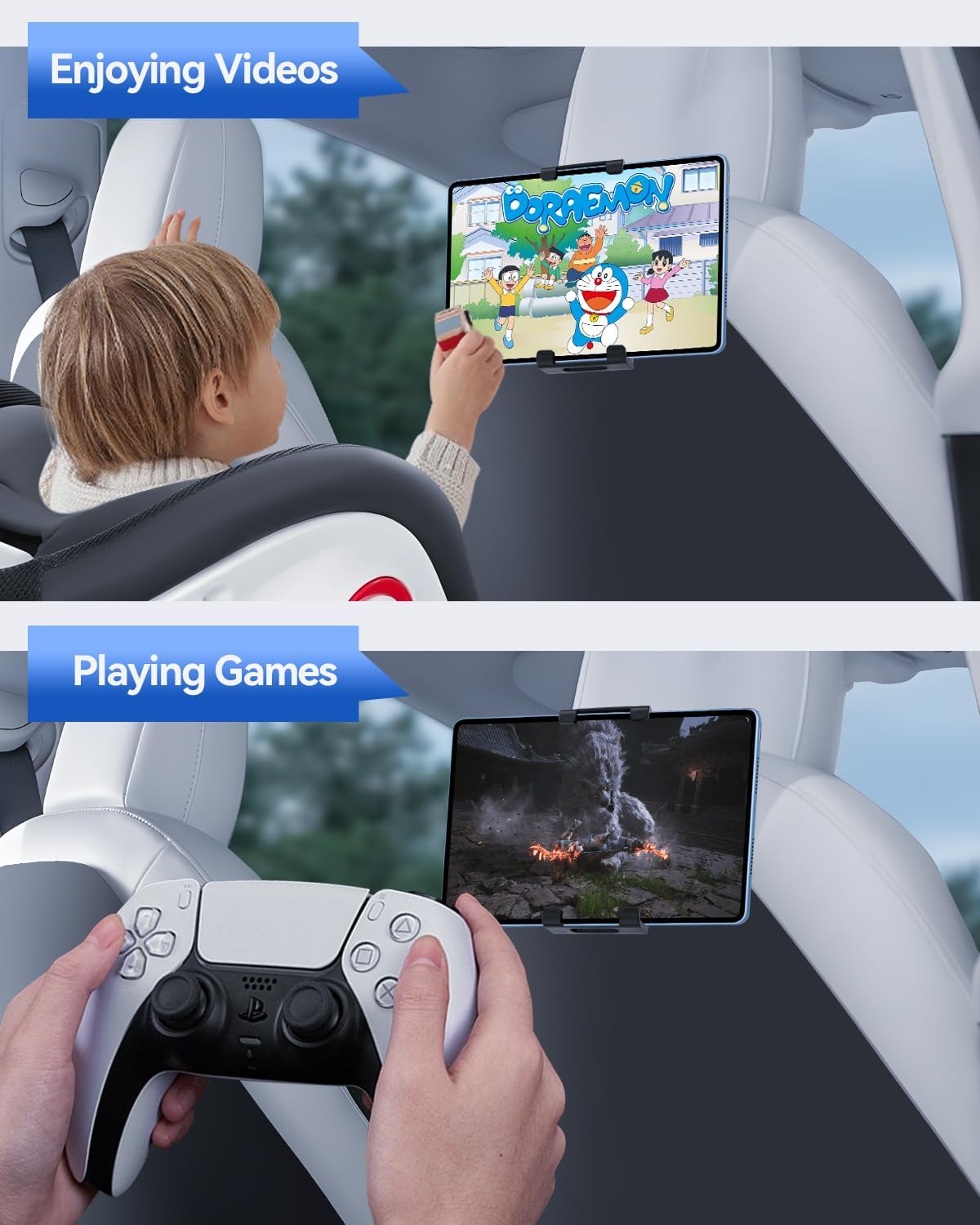 For Tesla Model 3/Y/X/S Universal 360° Adjustable Tablet Holder for Ipad, Galaxy Tablet, iPhone, Android Mobile Phones and More, Samsung