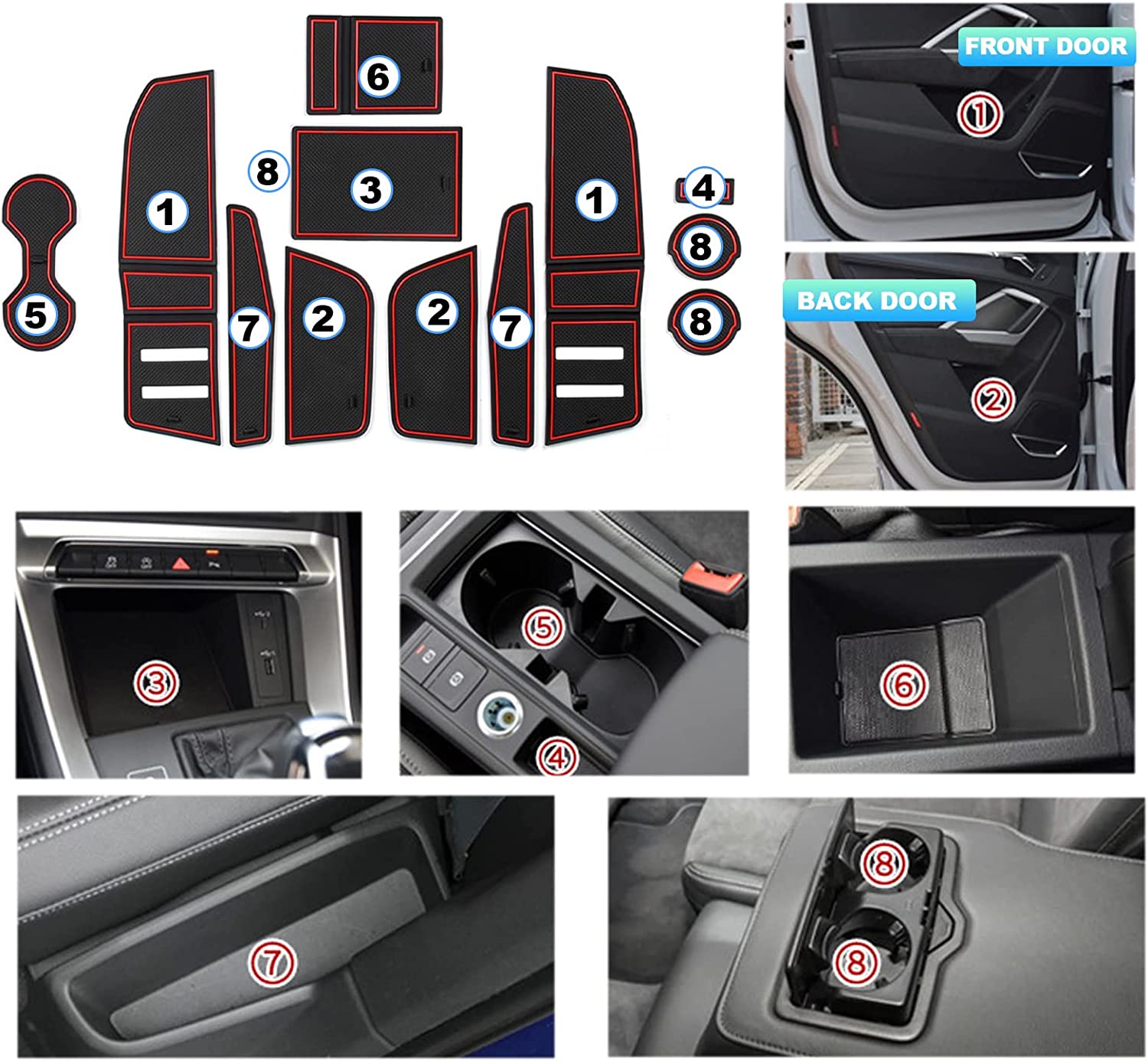 Audi Q3 F3 mk2 Door Slot Mats 2019 2020 - LFOTPP Car Accessories
