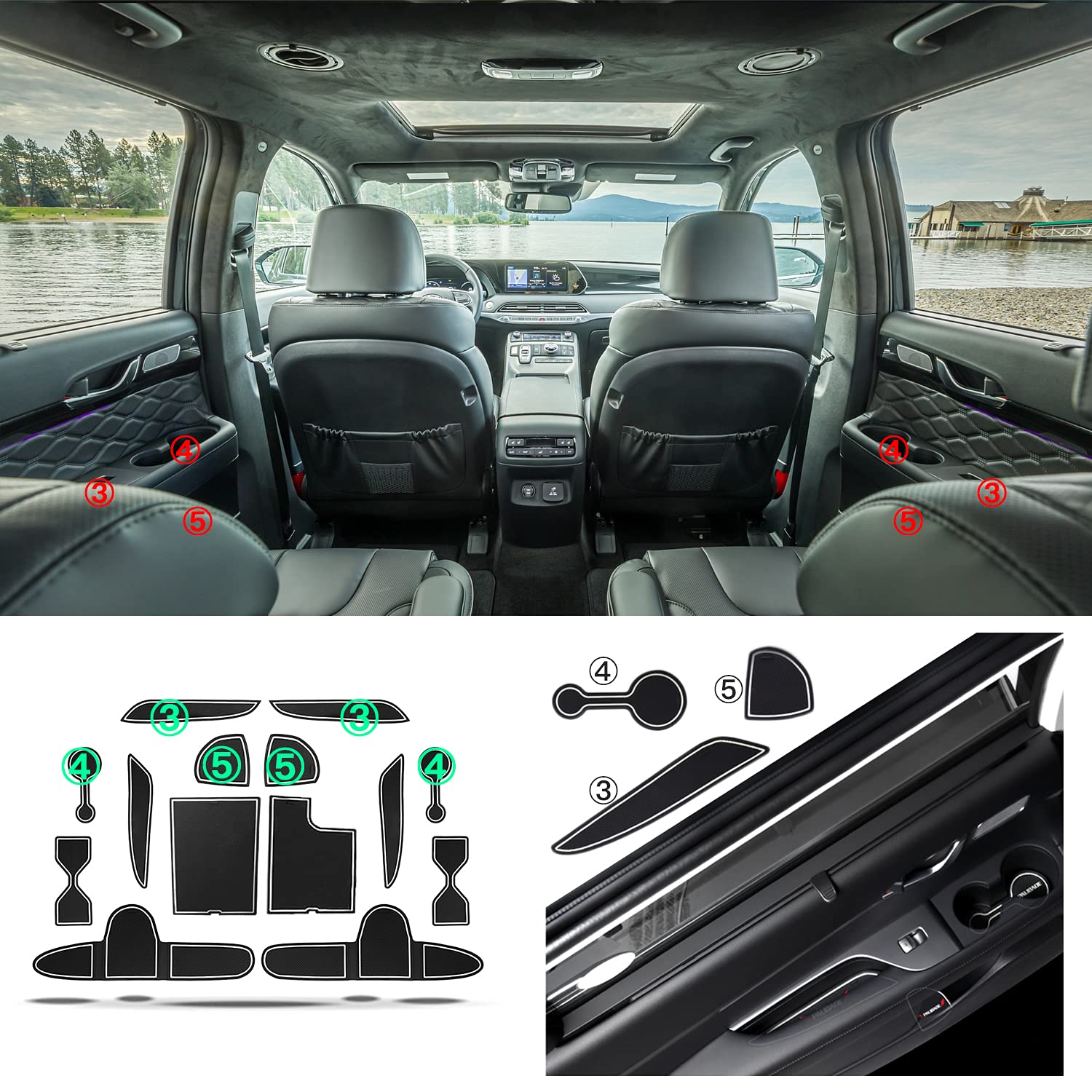Hyundai Palisade Door Slot Mats 2020+ - LFOTPP Car Accessories