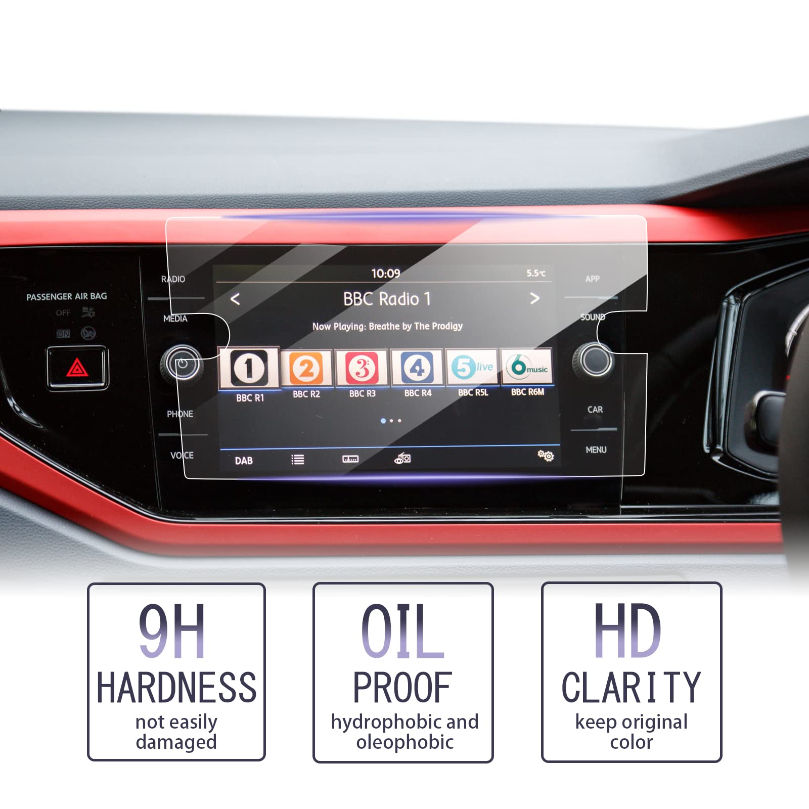 VW Polo MK6 AW1 GTI R Line/T-Cross Navigation Tempered Glass Film (RHD) 2019-2022