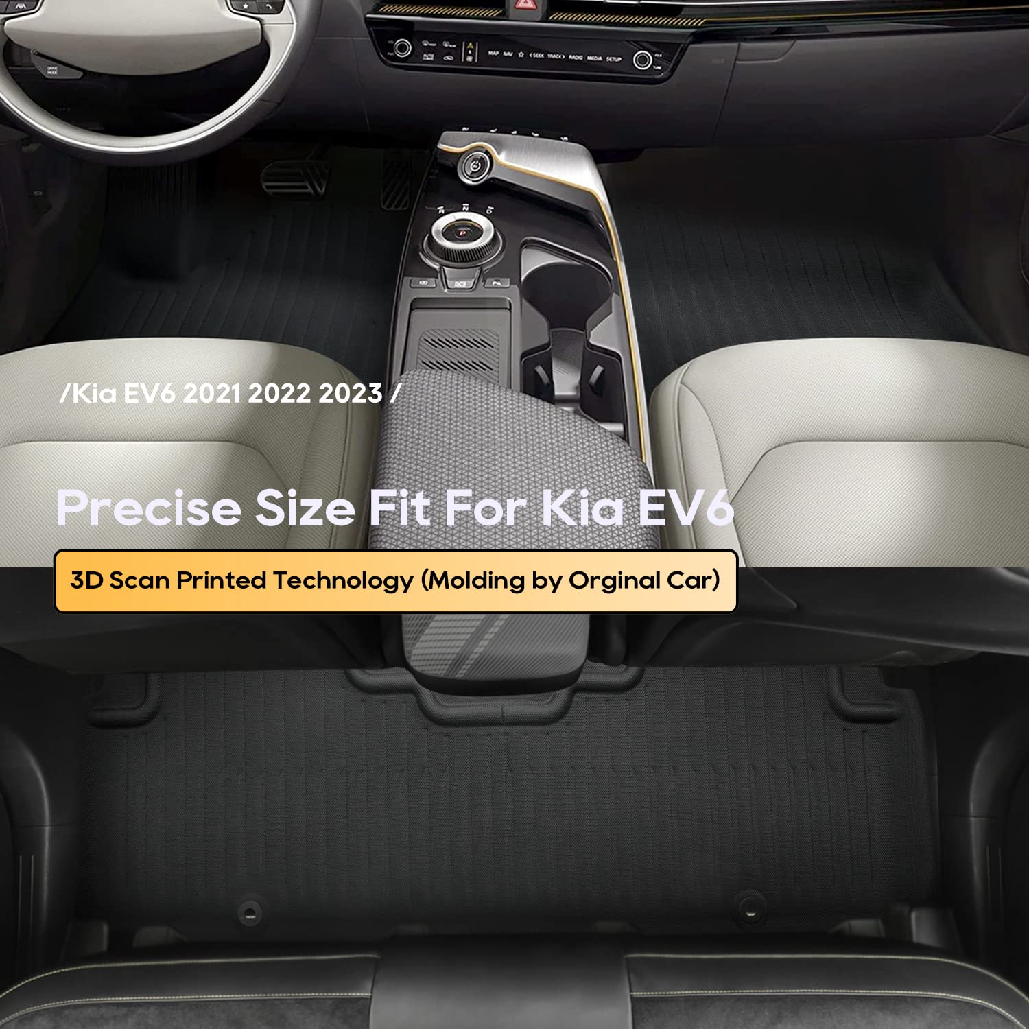 Kia EV6 Floor Mats 3D Scanning TPE High Edge 2022+ - LFOTPP Car Accessories