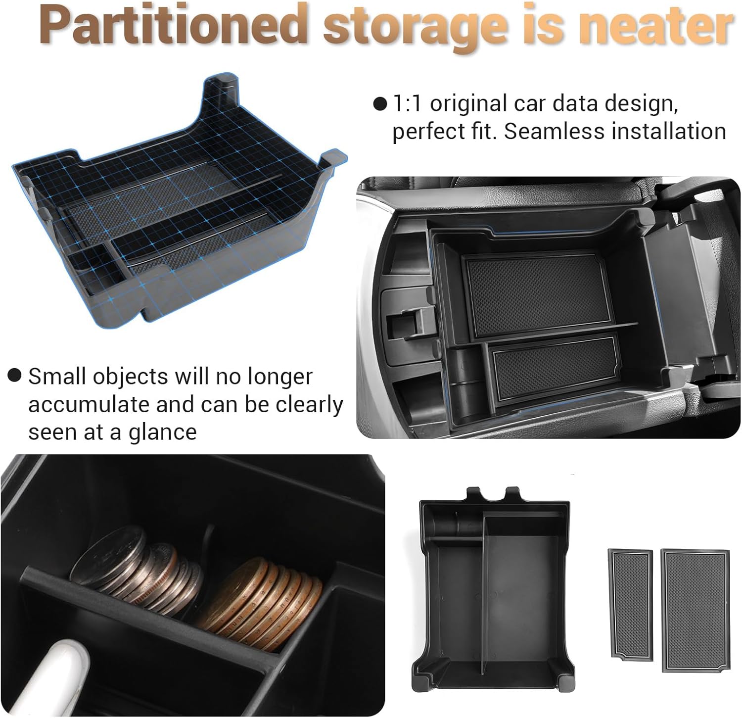 Ford Edge SE/SEL/ST-Line/Titanium/ST Center Console Armrest Organizer Tray 2021 2022 2023 2024