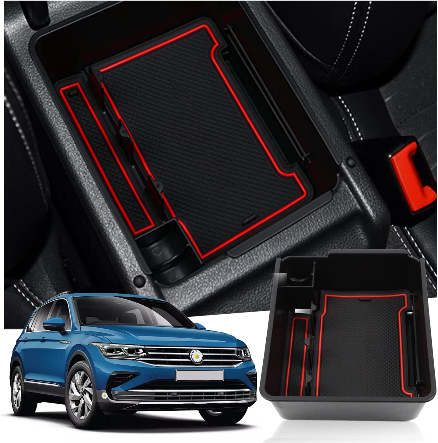 RUIYA Car Center Console Armrest Cover Protector Cushion For 2018-2024 VW  Tiguan