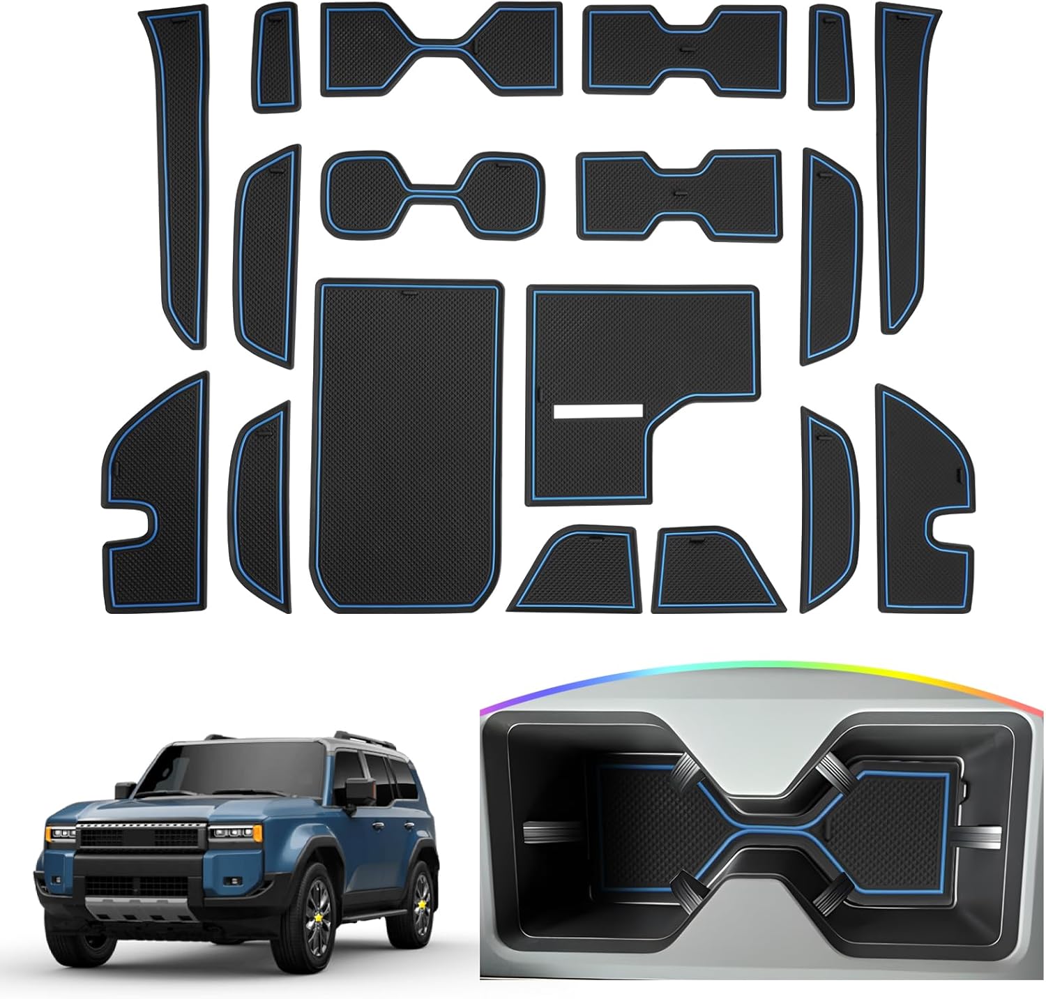 For Toyota Land Cruiser Door Compartment Cup Console Liners 2024 2025 2026