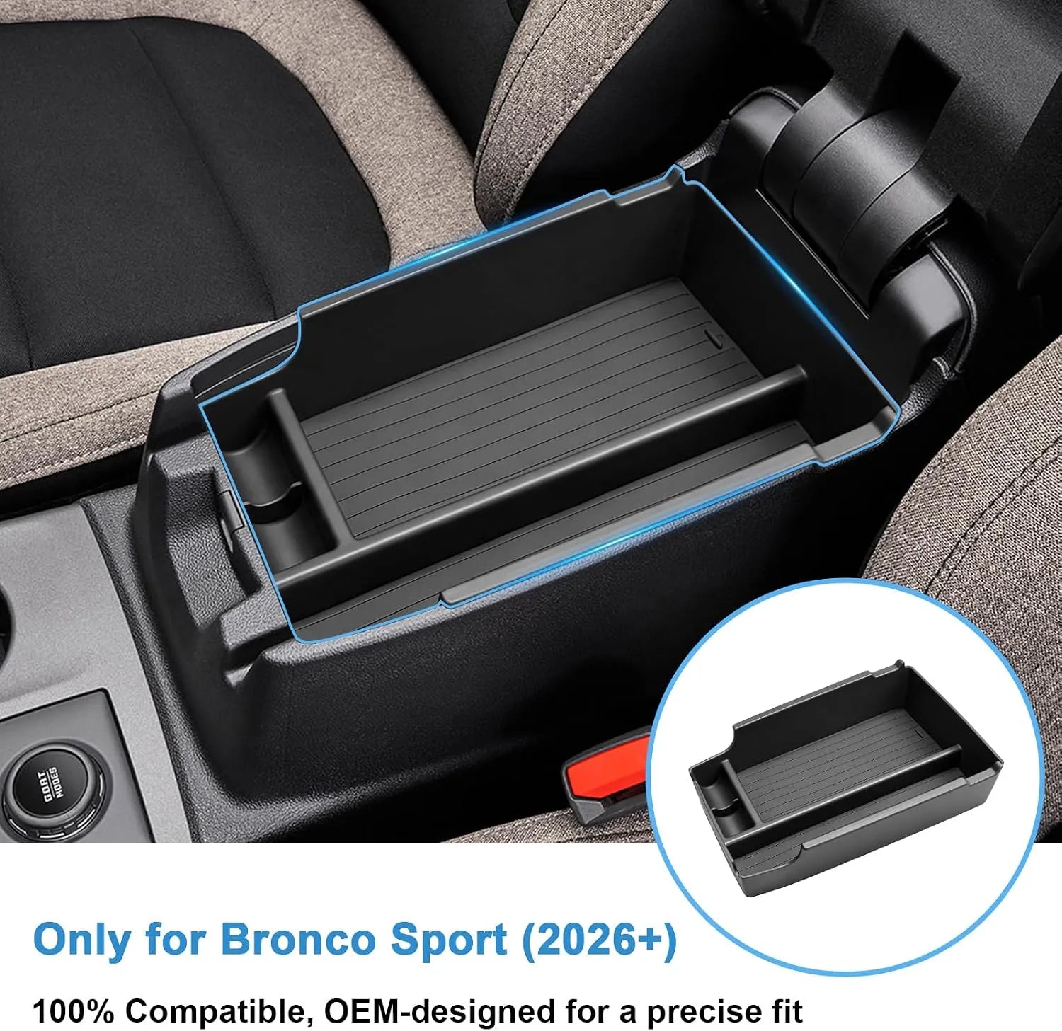 For Ford Bronco Sport (Big Bend/Heritage/Outer Banks/Badlands) Console Tray Insert 2026+