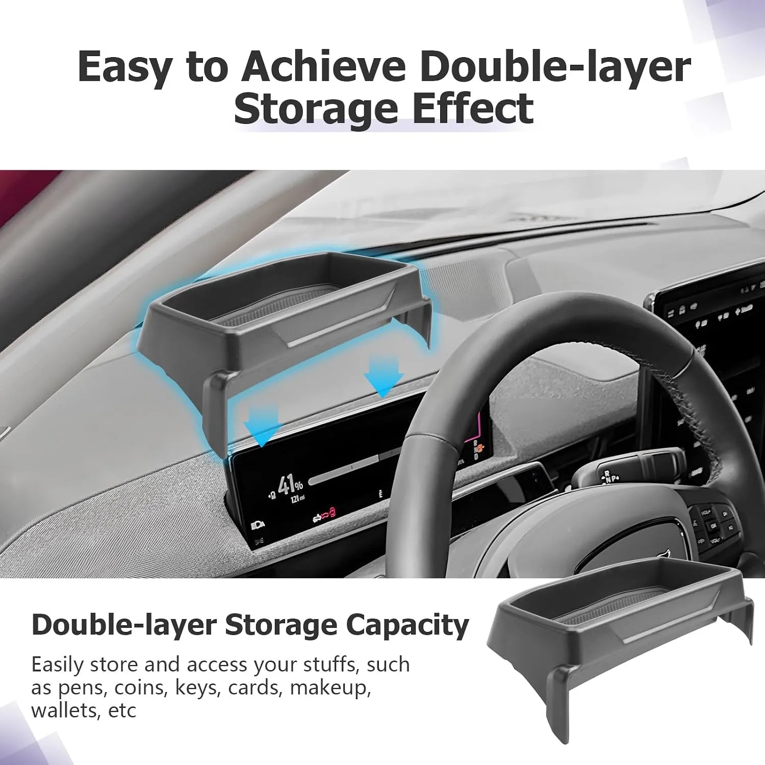 For Ford Mustang Mach E Dashboard Back Storage Tray 2021-2026