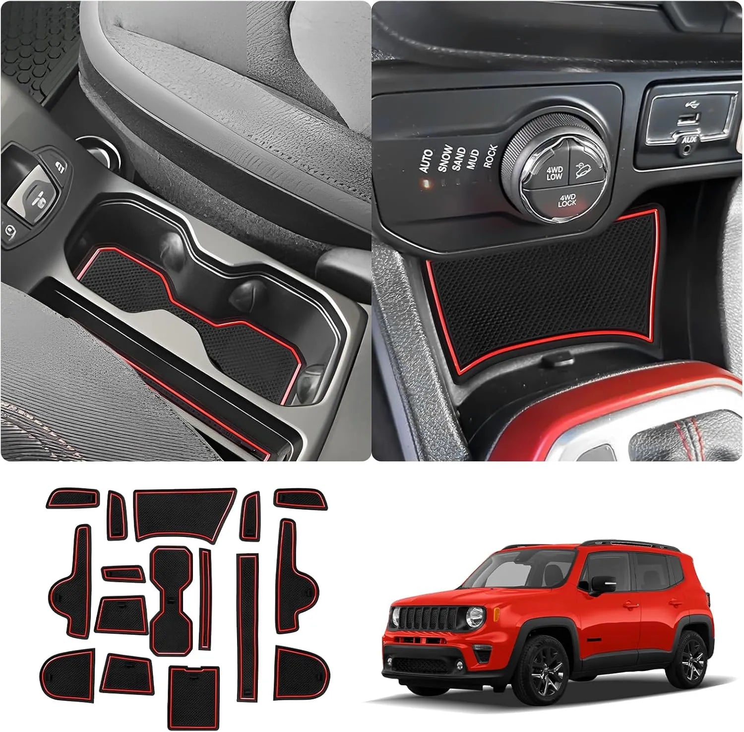 For Jeep Renegade Door Slot Mats Liner  2019-2026