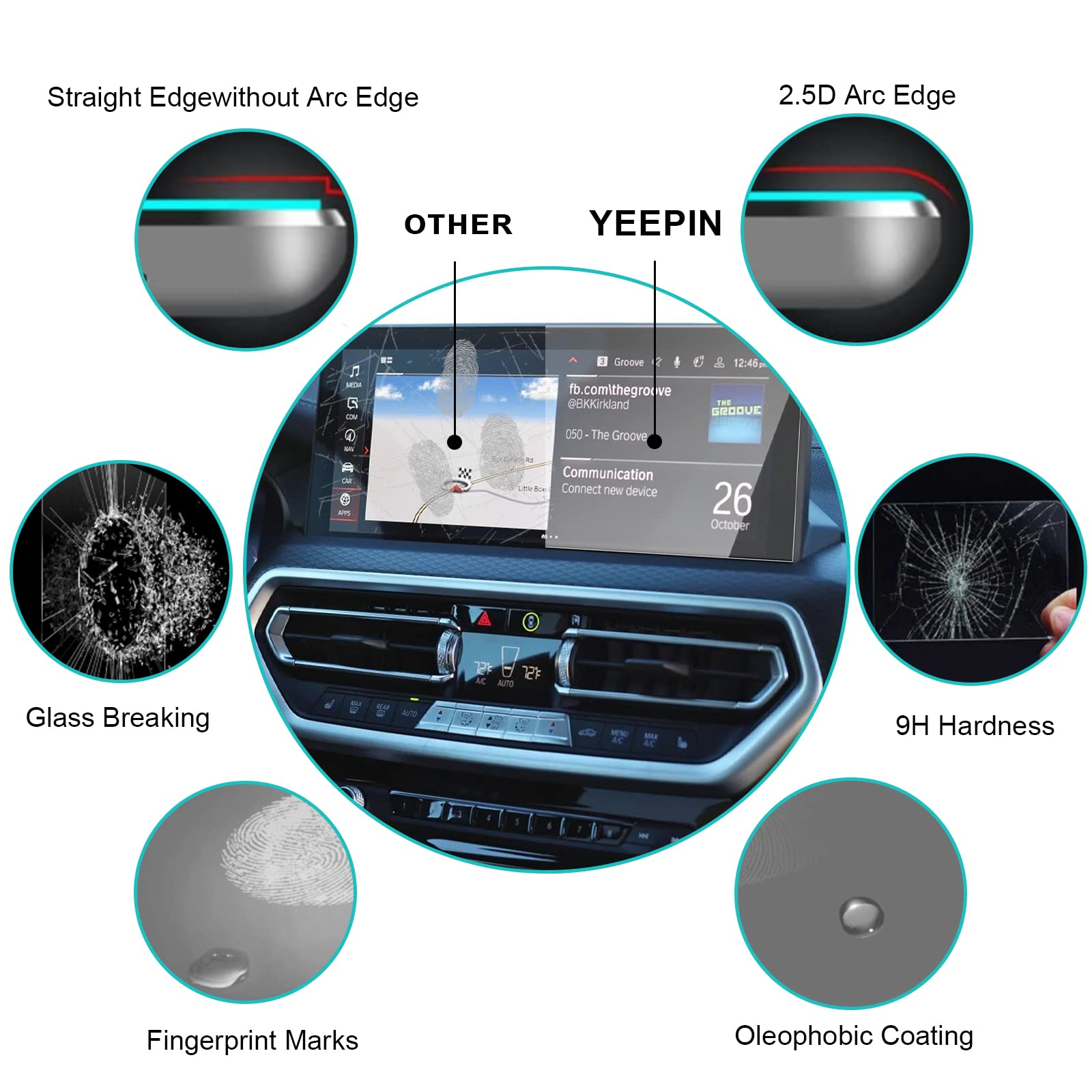 Protection écran Verre Trempé Pour BMW X3/X4 G01/G02 2022 – Film Navigation Anti-rayures 9H
