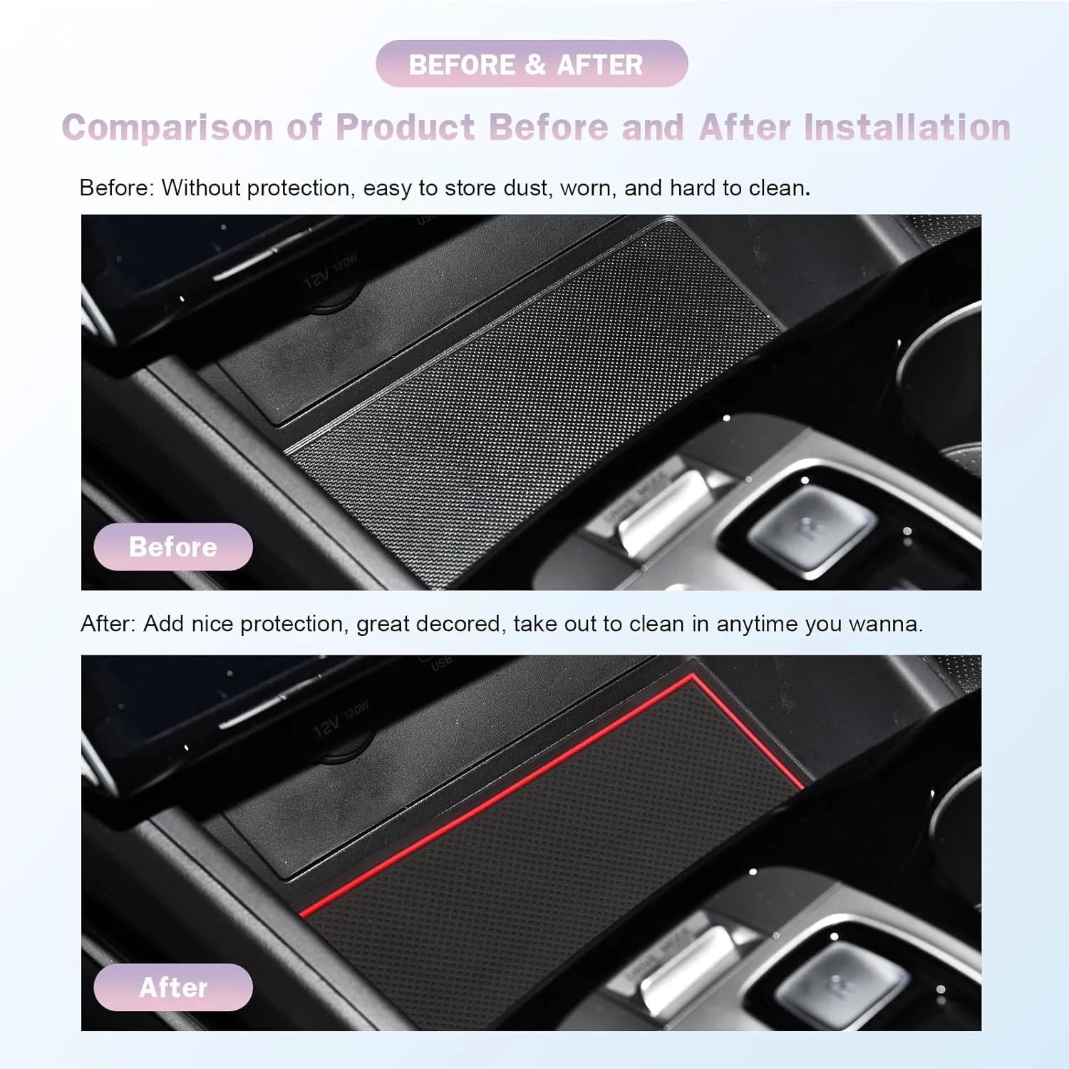 For Hyundai Tucson NX4 Centre Console Non-Slip Mats 2022 2023 2024