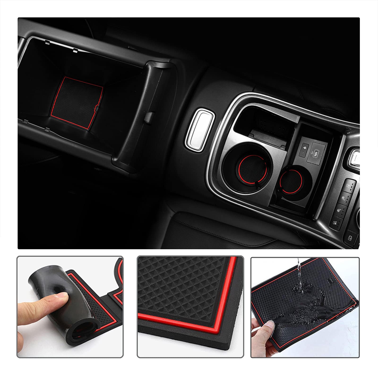Gate Slot Cup Mat for Hyundai IONIQ 5 2021 ~ 2023 Accessories Anti-Slip Pad  RED