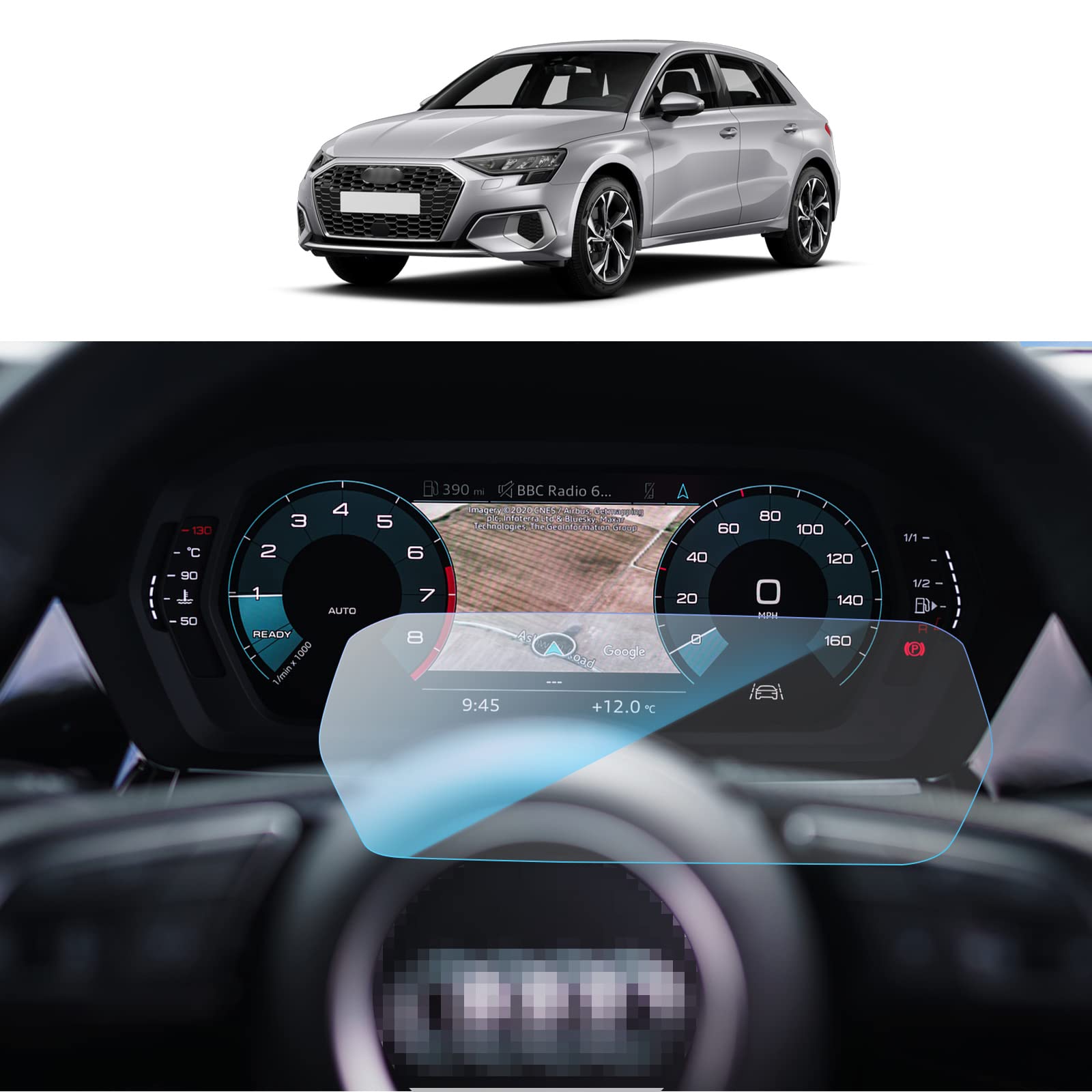 CDEFG Kompatibel mit Audi A3 8Y Sportback 2020-2023 2024 Schutzfolie Auto  Navigation Tempered Glas 9H Kratzfest 10,1 Zoll GPS Transparent