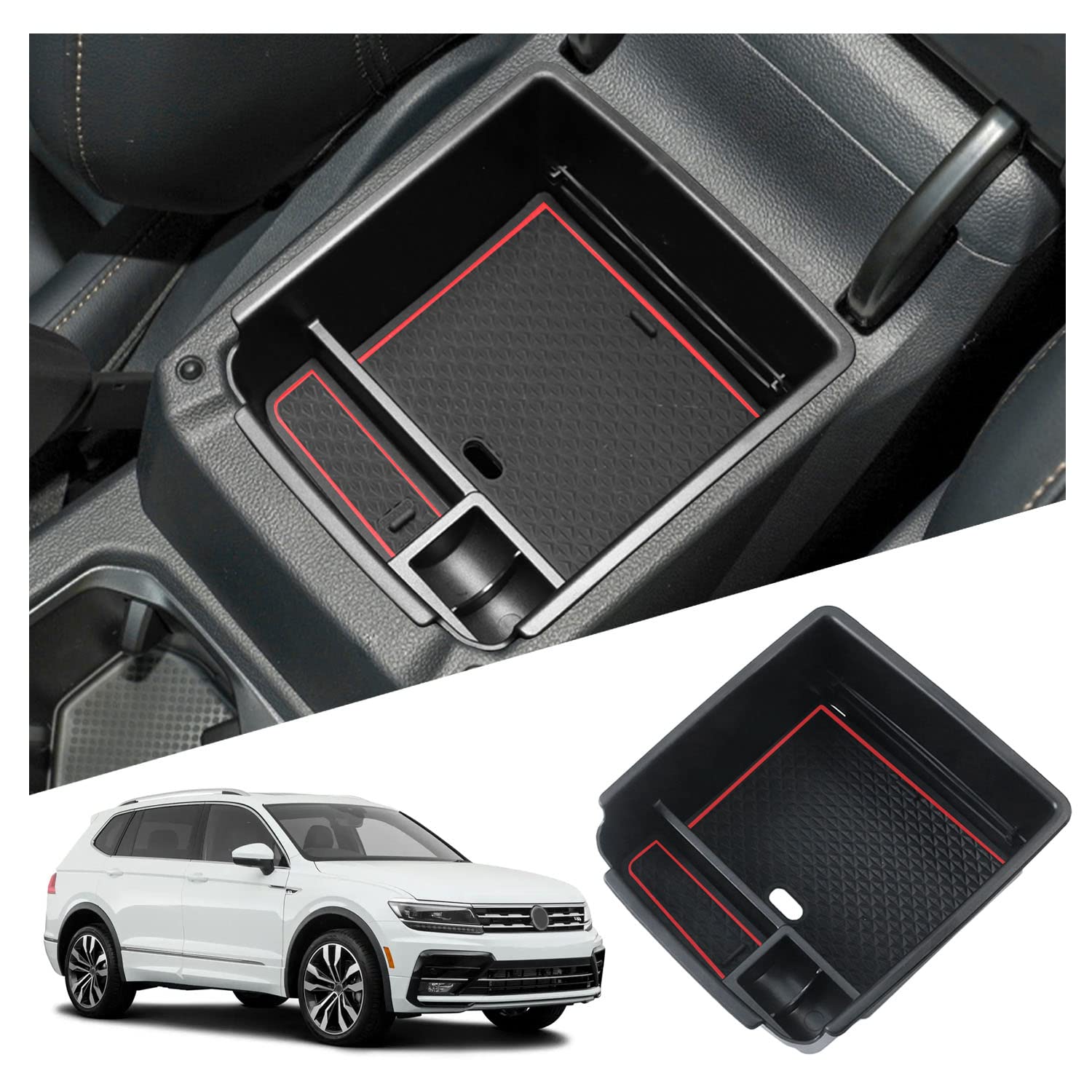 For Volkswagen VW Tiguan MK2 Taos Comfortline 2017-2021 Car Accessories  Armrest Storage Box Tray Console Organizer Pallet