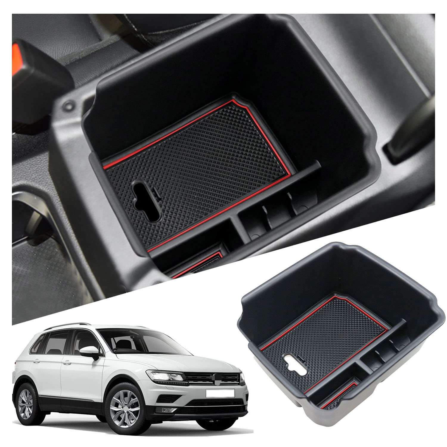 VW Tiguan Allspace Center Armrest Storage Tray 2018+ - LFOTPP Car Accessories