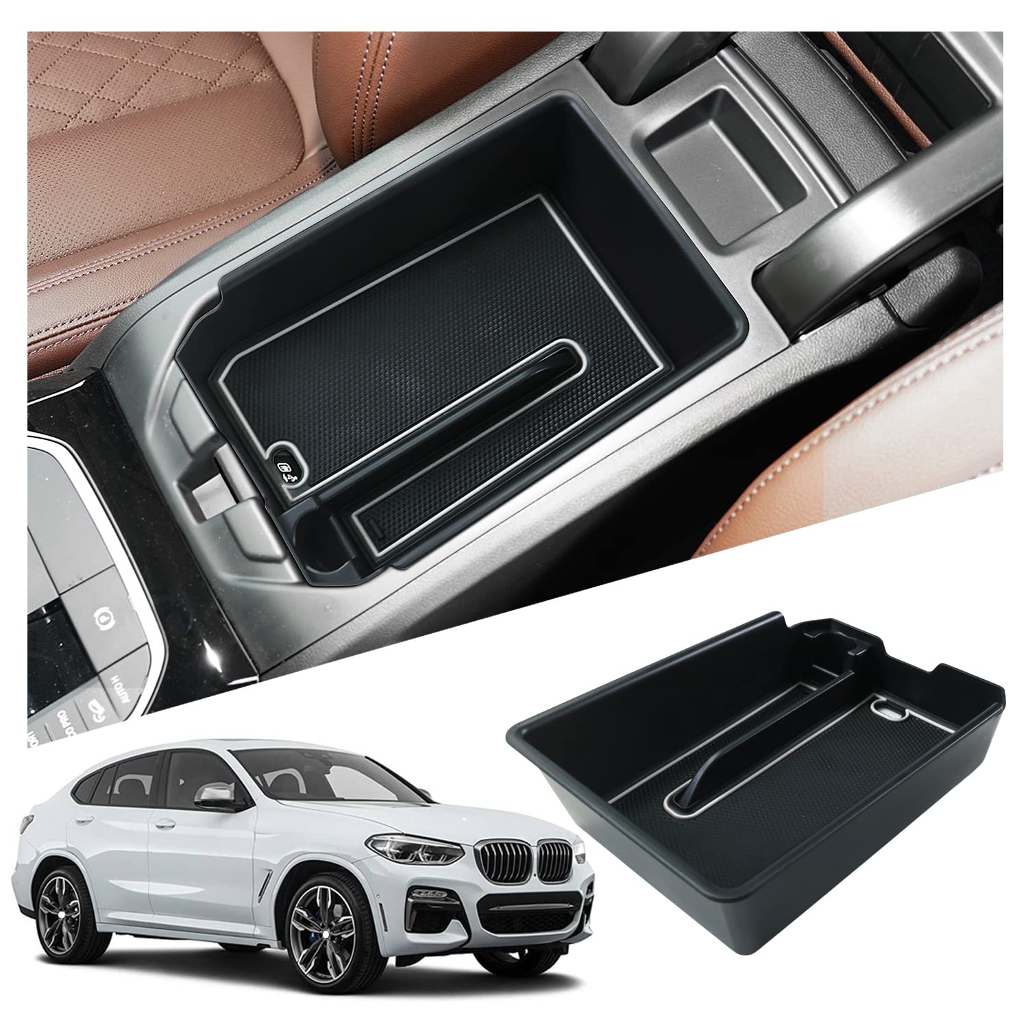 Ruiya Compatible with BMW X3 G01 X4 G02 2019-2023 iX3 2021-2023 Centre  Console Storage Box, X3 G01 Armrest Organiser Tray Centre Armrest Glove Box