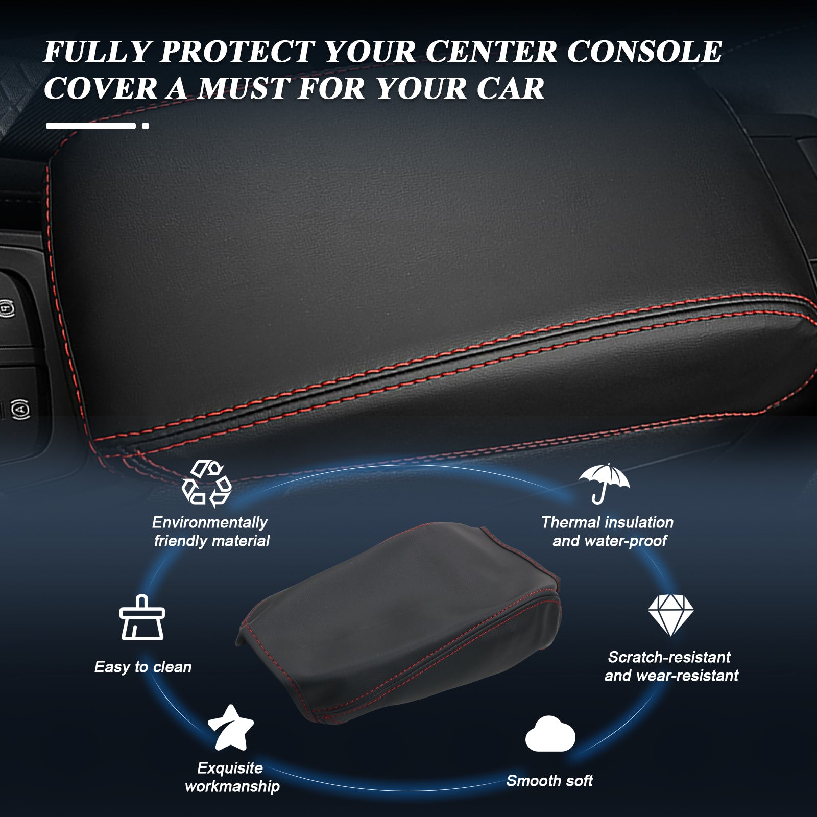 Ruiya Compatible avec Audi Q2 2017-2022 2023 Housse d'accoudoir Central,  Couvercle de boîte d'accoudoir Étui de Protection Console Centrale  Protection