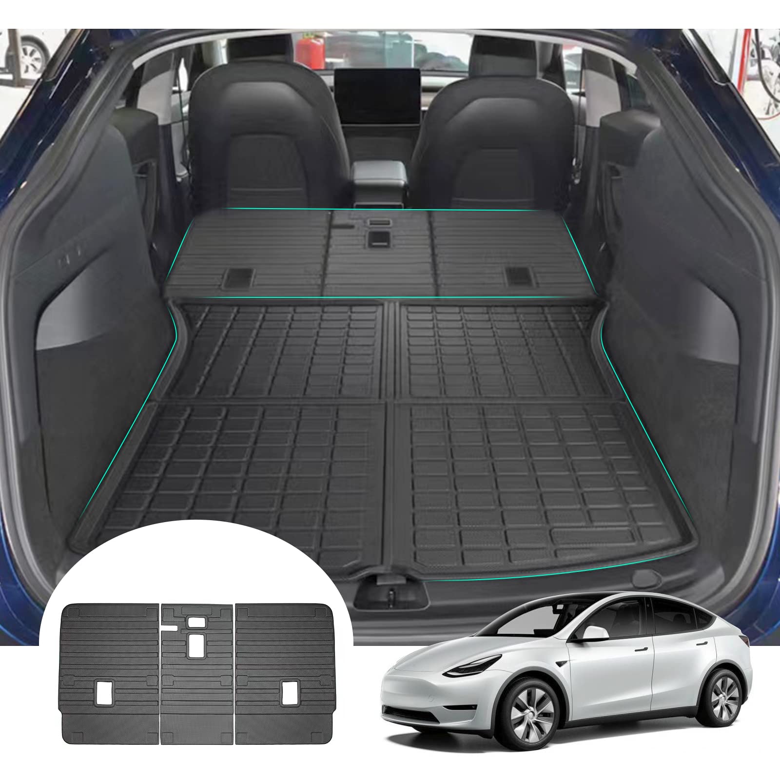 Alfombrillas para maletero Tesla Model Y Alfombrillas para asiento trasero 2021+