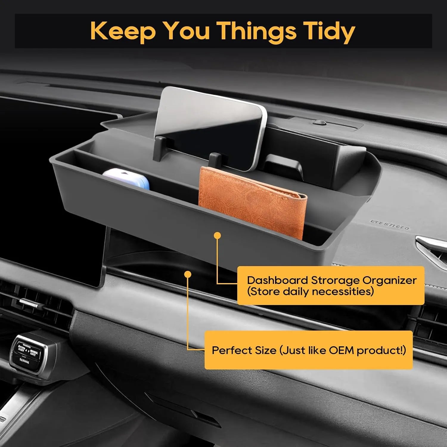 For Toyota RAV4 Center Console Dashboard Tray with Side Pocket Insert 2026 2027