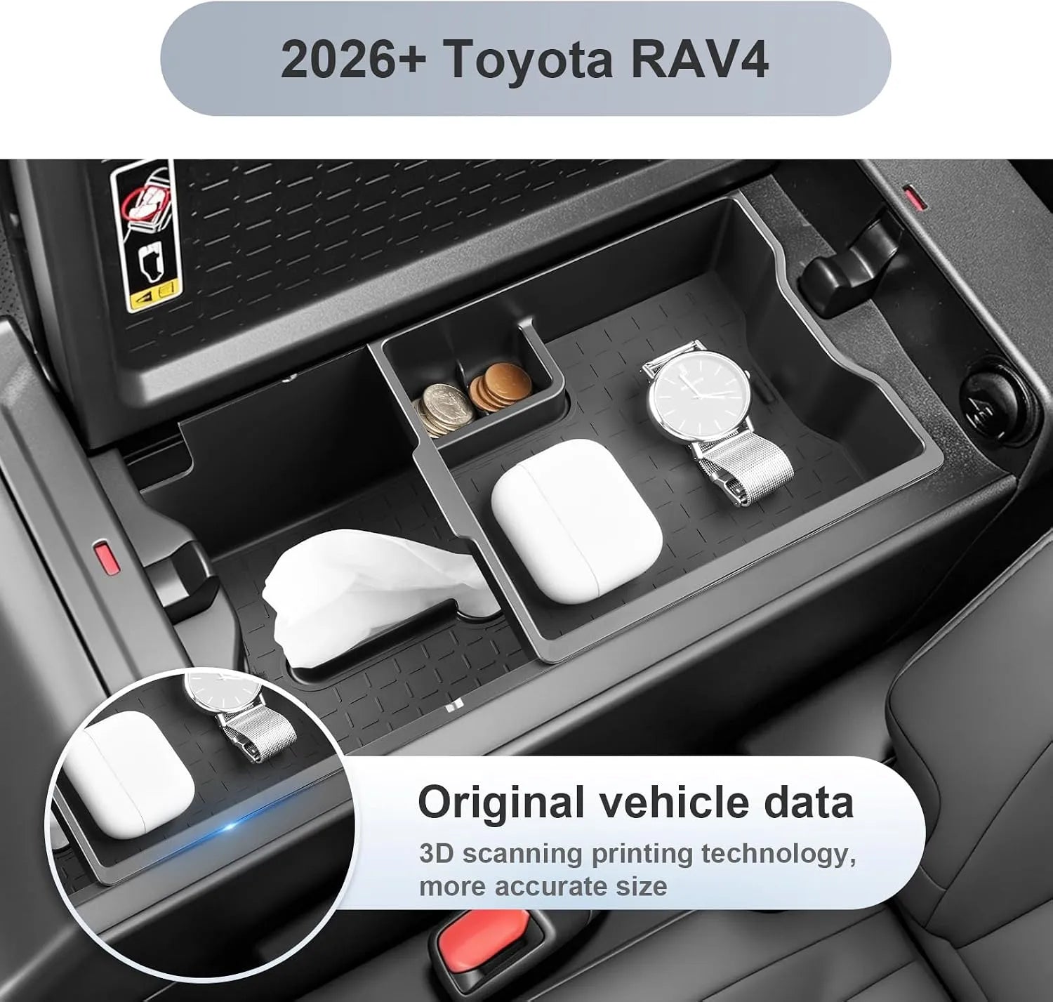 For Toyota RAV4 Armrest Storage Tray 2026 2027