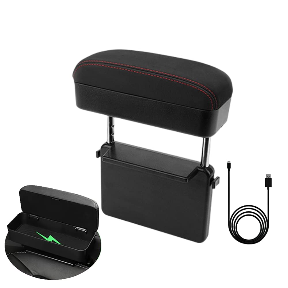 US Car Wireless Charger Center Console Organizer Armrest Storage Box Red  Line