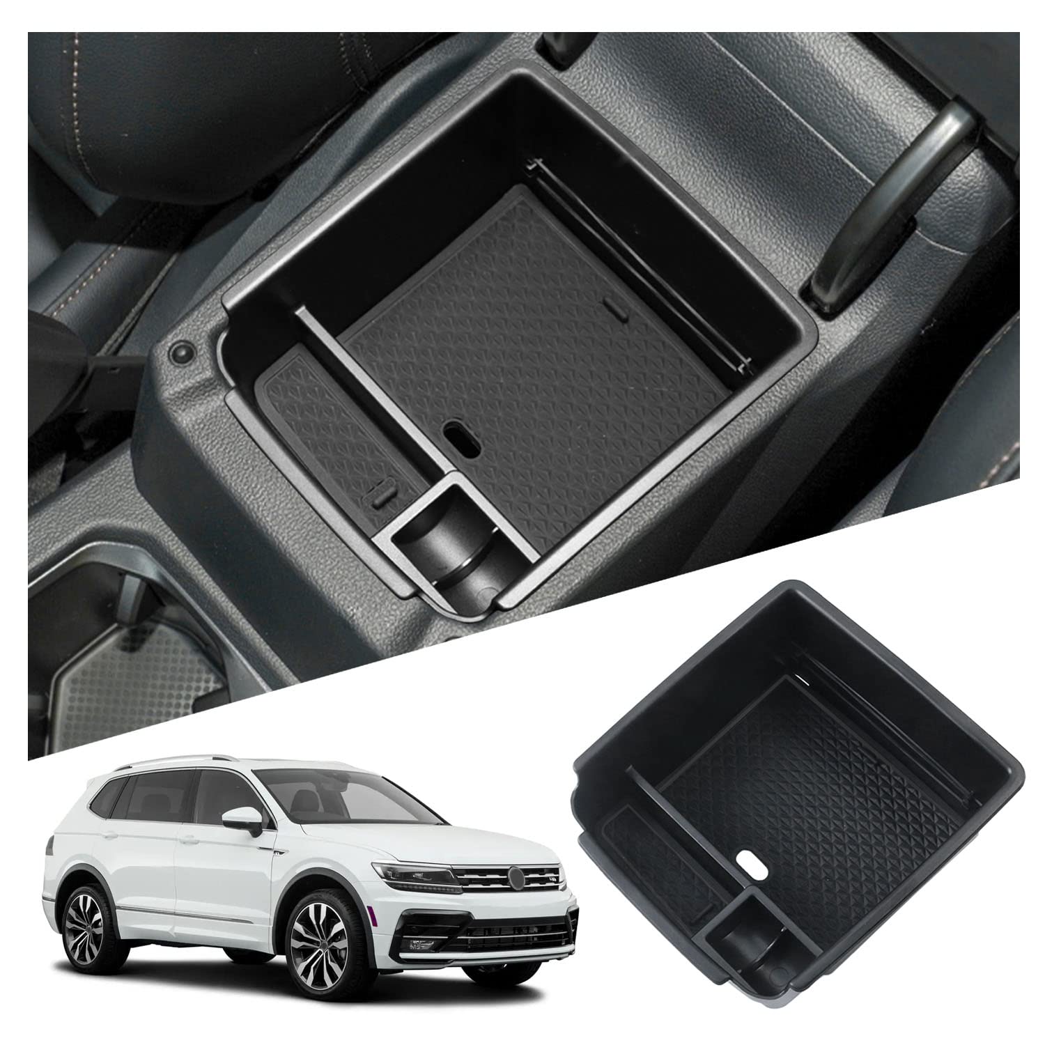 Smabee Center Console Storage Box for VW POLO 2018 - 2023 Plus GTI  Dashboard Tidying Tray for Volkswagen POLO Accessories BLACK